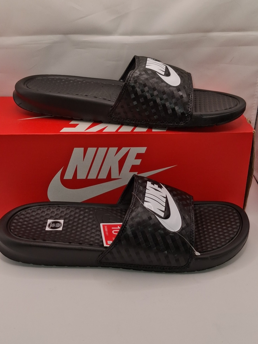 The Nike Benassi JDI 343881-011 Black/White Women's Slides in US 10